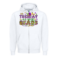 White On Tuesday we wear beads Zipper Hoodie - HowdyJamesFarm