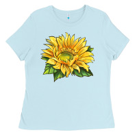 Baby Blue starburst greenburst sunflower Ladies Tee - LillyAllenDesigns