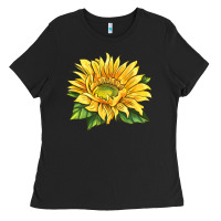Black starburst greenburst sunflower Ladies Tee - LillyAllenDesigns