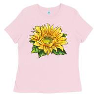 Bubblegum Pink starburst greenburst sunflower Ladies Tee - LillyAllenDesigns