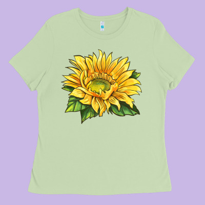 Starburst Greenburst Sunflower Ladies Tee Designed By Lillyallendesigns