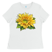 White starburst greenburst sunflower Ladies Tee - LillyAllenDesigns