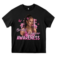 Black breast cancer awareness afro woman Heavy Core Tee - NancyCooperArtShop