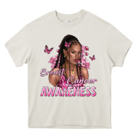 Cream breast cancer awareness afro woman Heavy Core Tee - NancyCooperArtShop