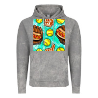 Cloud Rock softball glove and hotdog seamless pattern Vintage Hoodie - BundleAndBundleShop