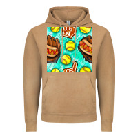 Vintage Camel softball glove and hotdog seamless pattern Vintage Hoodie - BundleAndBundleShop