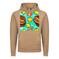 Vintage Coffee softball glove and hotdog seamless pattern Vintage Hoodie - BundleAndBundleShop