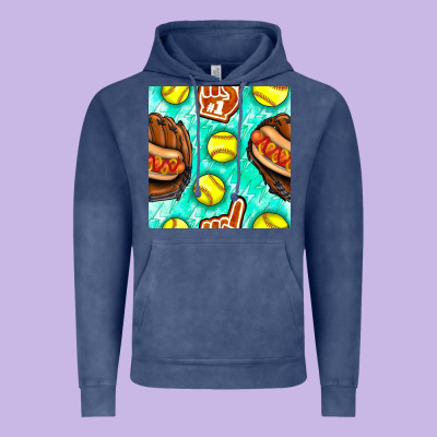 Softball Glove And Hotdog Seamless Pattern Vintage Hoodie Designed By Bundleandbundleshop