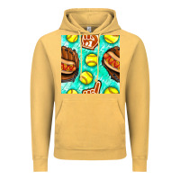 Vintage Mustard softball glove and hotdog seamless pattern Vintage Hoodie - BundleAndBundleShop
