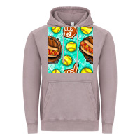 Vintage Zinc softball glove and hotdog seamless pattern Vintage Hoodie - BundleAndBundleShop