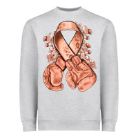 Heather Grey Uterine Cancer peach ribbon with boxing gloves Heavyweight Sweatshirt - NancyCooperArtShop