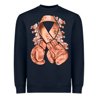 Navy Uterine Cancer peach ribbon with boxing gloves Heavyweight Sweatshirt - NancyCooperArtShop
