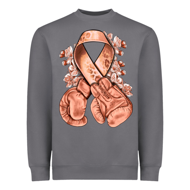 Uterine Cancer Peach Ribbon With Boxing Gloves Heavyweight Sweatshirt by NancyCooperArtShop | Teevron