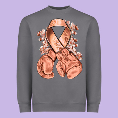 Uterine Cancer Peach Ribbon With Boxing Gloves Heavyweight Sweatshirt Designed By Nancycooperartshop