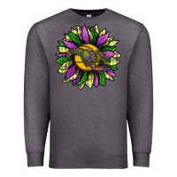 Charcoal Heather Mardi Gras Sunflower With Crawfish Premium Sweatshirt - BundleAndBundleShop