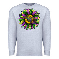 Heather Grey Mardi Gras Sunflower With Crawfish Premium Sweatshirt - BundleAndBundleShop