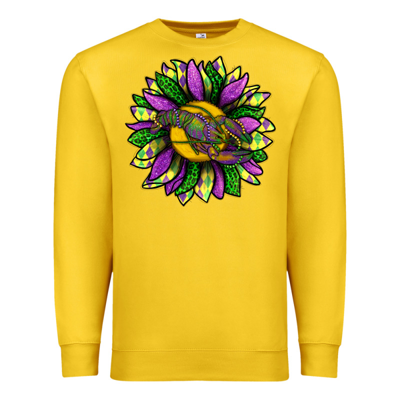 Mardi Gras Sunflower With Crawfish Premium Sweatshirt by BundleAndBundleShop | Teevron
