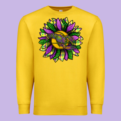 Mardi Gras Sunflower With Crawfish Premium Sweatshirt Designed By Bundleandbundleshop