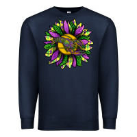 Navy Mardi Gras Sunflower With Crawfish Premium Sweatshirt - BundleAndBundleShop