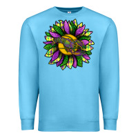 Ocean Blue Mardi Gras Sunflower With Crawfish Premium Sweatshirt - BundleAndBundleShop