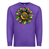 Purple Mardi Gras Sunflower With Crawfish Premium Sweatshirt - BundleAndBundleShop
