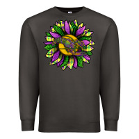 Smoke Mardi Gras Sunflower With Crawfish Premium Sweatshirt - BundleAndBundleShop