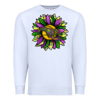 White Mardi Gras Sunflower With Crawfish Premium Sweatshirt - BundleAndBundleShop