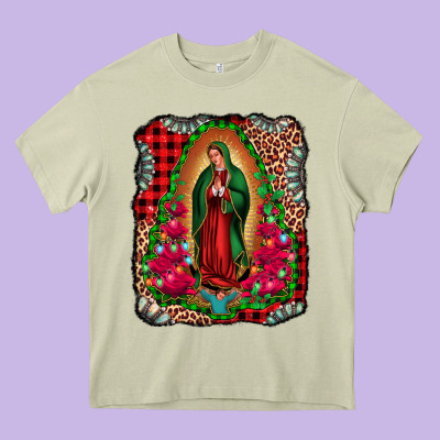 Our Lady Of Guadalupe Christmas Heavy Core Tee Designed By Jasminsmagicworld