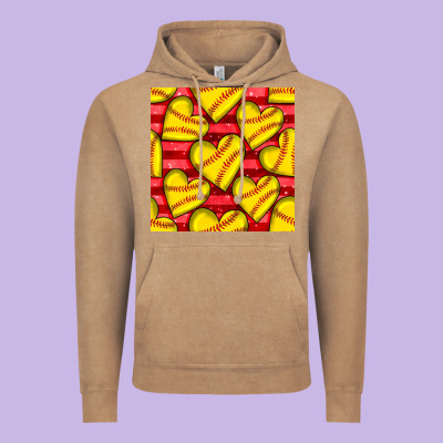 Softball Hearts Seamless Pattern Vintage Hoodie Designed By Bundleandbundleshop