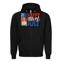 Black Happy 4th of july gnome Zipper Hoodie - CowGirlArtShop