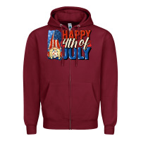 Burgundy Happy 4th of july gnome Zipper Hoodie - CowGirlArtShop