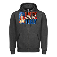 Charcoal Heather Happy 4th of july gnome Zipper Hoodie - CowGirlArtShop