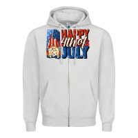 Dove Grey Happy 4th of july gnome Zipper Hoodie - CowGirlArtShop
