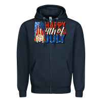 Navy Happy 4th of july gnome Zipper Hoodie - CowGirlArtShop