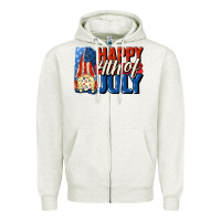 Oatmeal Heather Happy 4th of july gnome Zipper Hoodie - CowGirlArtShop