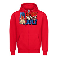 Red Happy 4th of july gnome Zipper Hoodie - CowGirlArtShop
