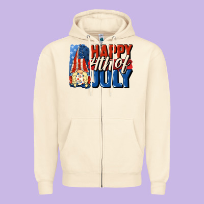 Happy 4th Of July Gnome Zipper Hoodie Designed By Cowgirlartshop