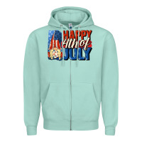 Seafoam Happy 4th of july gnome Zipper Hoodie - CowGirlArtShop