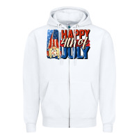 White Happy 4th of july gnome Zipper Hoodie - CowGirlArtShop