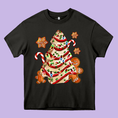 Christmas Tree Cake And Cookies Ado Heavy Core Tee Designed By Adodesignshop