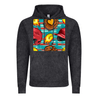 Vintage Black softball helmet and glove with serape seamless pattern Vintage Hoodie - BundleAndBundleShop