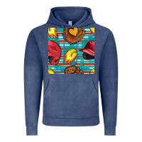Vintage Denim softball helmet and glove with serape seamless pattern Vintage Hoodie - BundleAndBundleShop