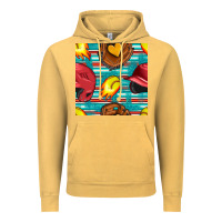 Vintage Mustard softball helmet and glove with serape seamless pattern Vintage Hoodie - BundleAndBundleShop
