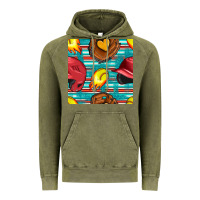 Vintage Olive softball helmet and glove with serape seamless pattern Vintage Hoodie - BundleAndBundleShop