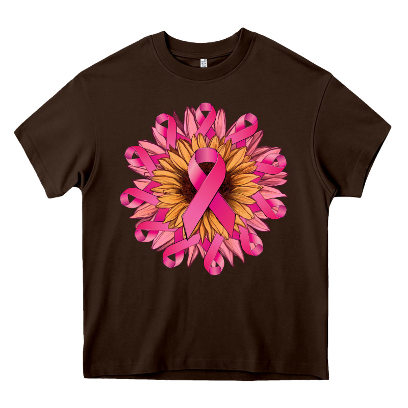 Cancer Ribbon Sunflower Heavy Core Tee by NancyCooperArtShop | Teevron