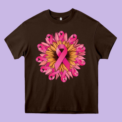 Cancer Ribbon Sunflower Heavy Core Tee Designed By Nancycooperartshop