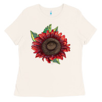 Bone procut red sunflower Ladies Tee - LillyAllenDesigns