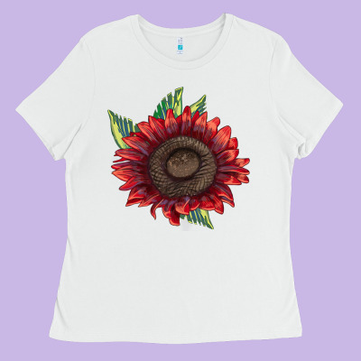 Procut Red Sunflower Ladies Tee Designed By Lillyallendesigns