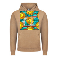Vintage Coffee softball sunflowers with serape seamless pattern Vintage Hoodie - BundleAndBundleShop