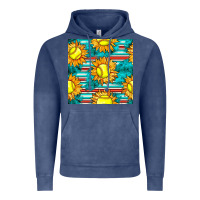 Vintage Denim softball sunflowers with serape seamless pattern Vintage Hoodie - BundleAndBundleShop